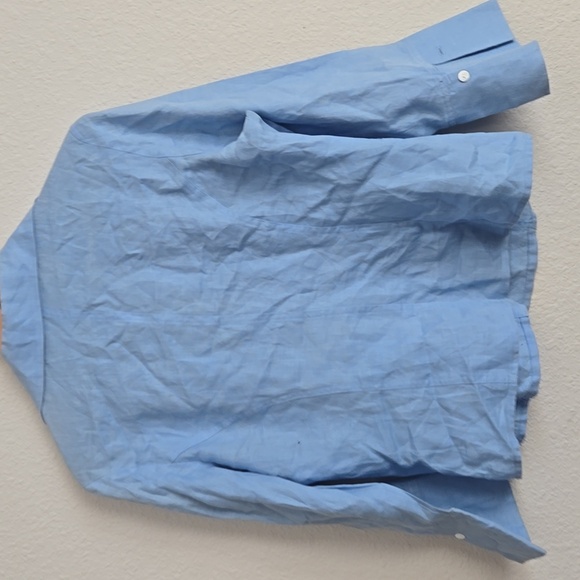 Tracy M. 100% Linen Button Down Light Blue Shirt 3/4 Sleeves Size L - Picture 6 of 7